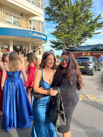 Blue fashion elegant charming V-neck mermaid sleeveless backless lace-up long formal evening dress party dress dress prom dress gh2976