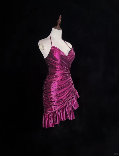 Sexy Halter Pleated Mini Cocktail Dresses Homecoming Dress S272