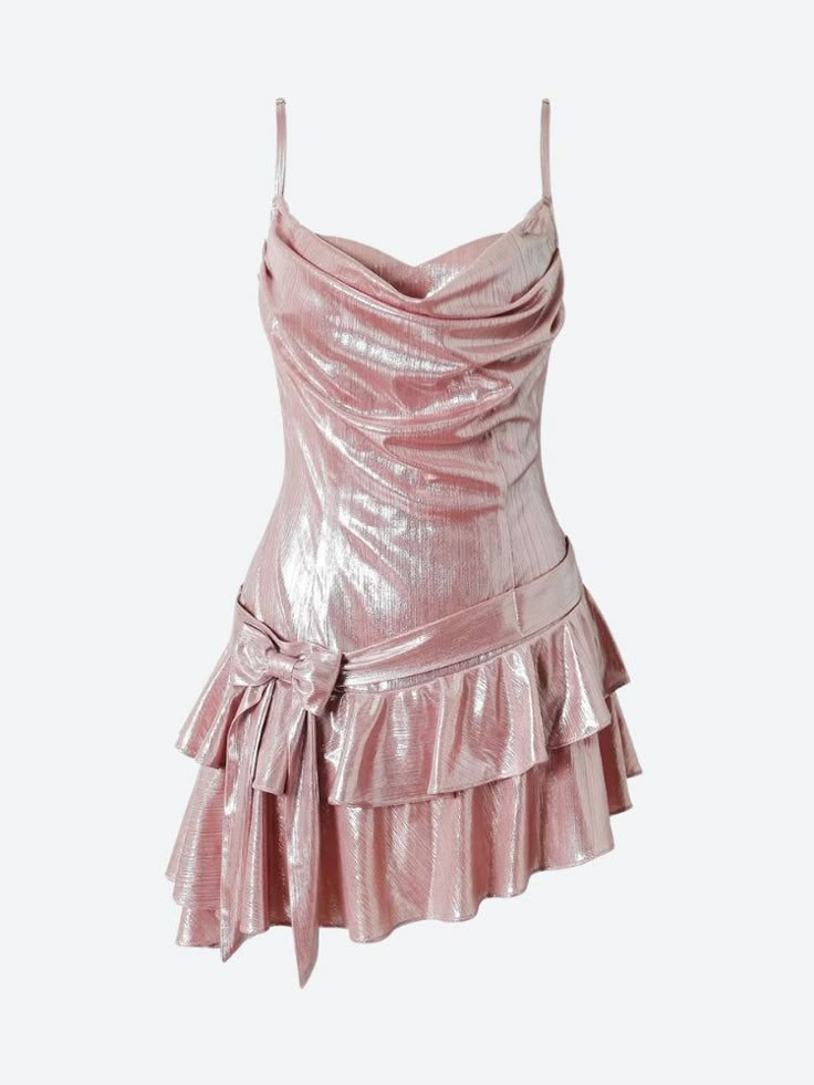 Simple Pink Spaghetti Straps Satin A Line Layered Homecoming Dress Cocktail Dress S232