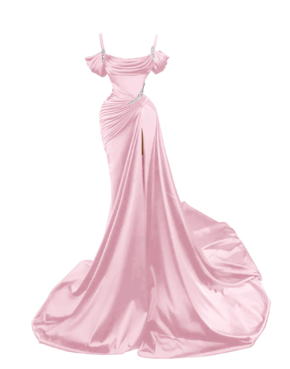 Sexy Dark Green Satin Mermaid Prom Dresses 2022 Spaghetti Straps Pleats Seep Train Formal Evening Occasion Pageant Gowns SA1038