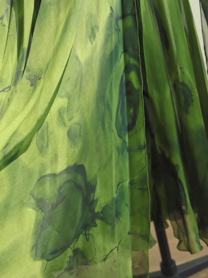 Green A Line Spaghetti Strap Beaded Chiffon Prom Dress 18th Birthday Dress SH3898