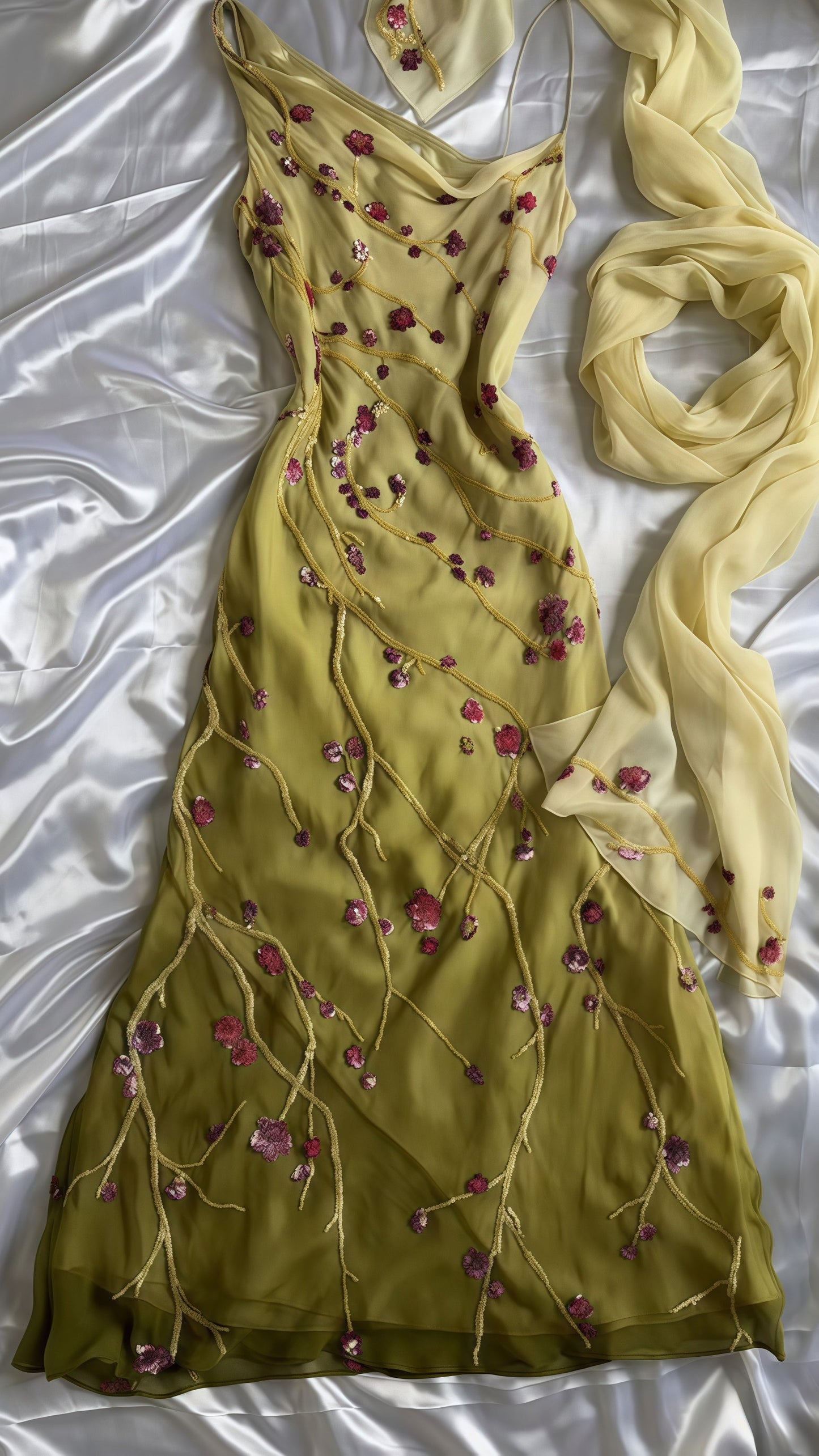 Mermaid Floral Chiffon Evening Prom Dresses