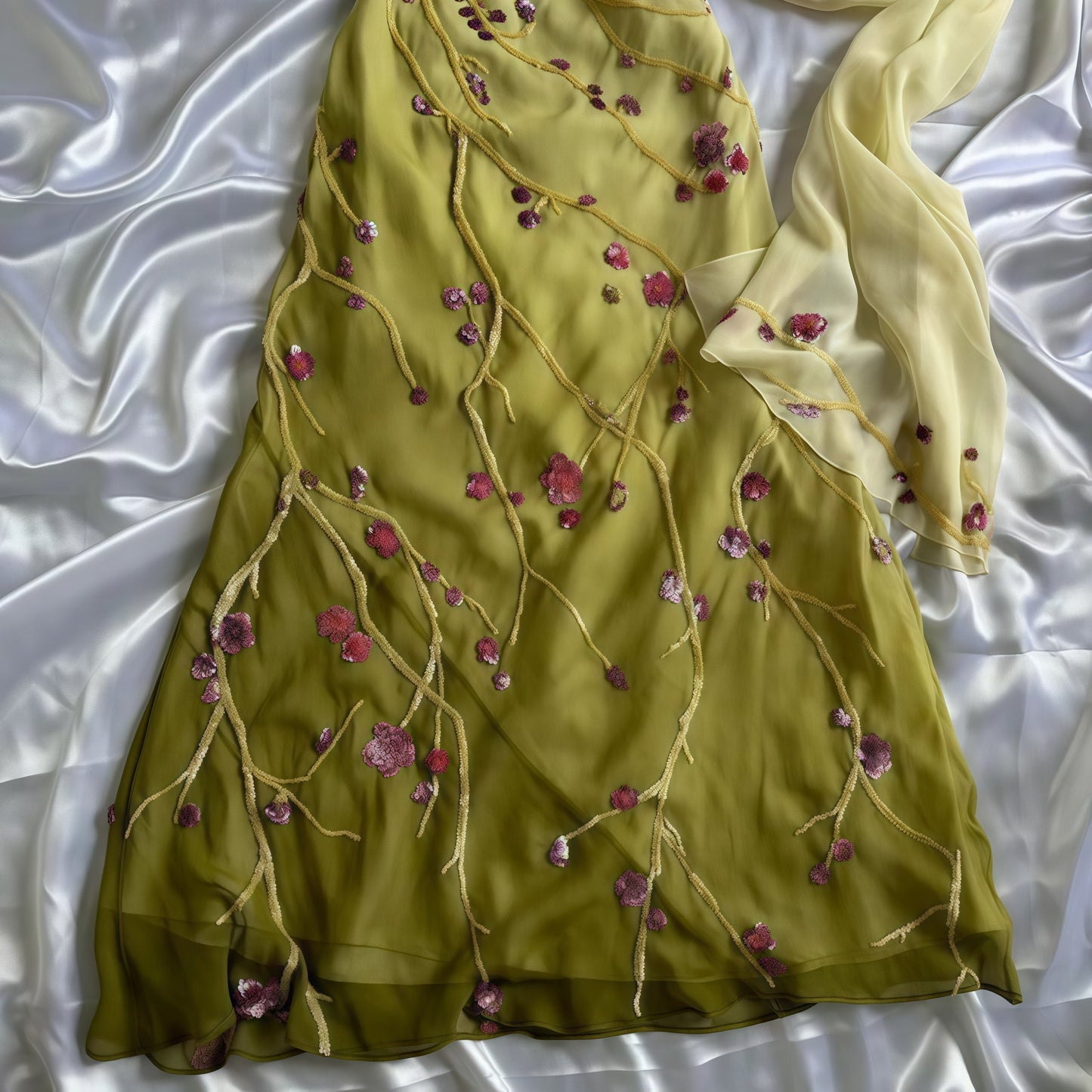 Mermaid Floral Chiffon Evening Prom Dresses