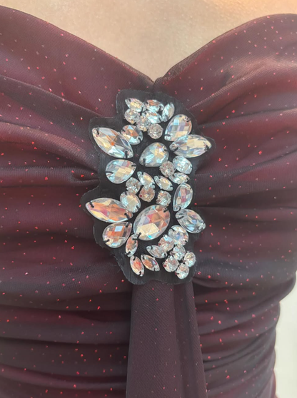 Vintage Sheath Straps Rhinestone Ombre Red Chiffon Prom Dress Evening Dress SH2234