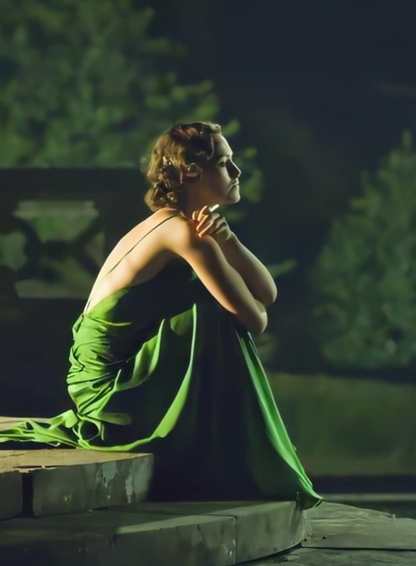 Classic A Line Spaghetti Strap Green Satin Long Prom Dress Evening Dress SH2349