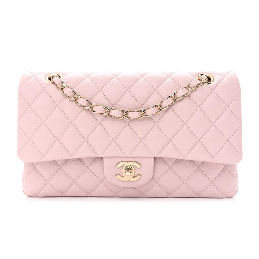 CHANEL Caviar Quilted Medium Double Flap Light Pink