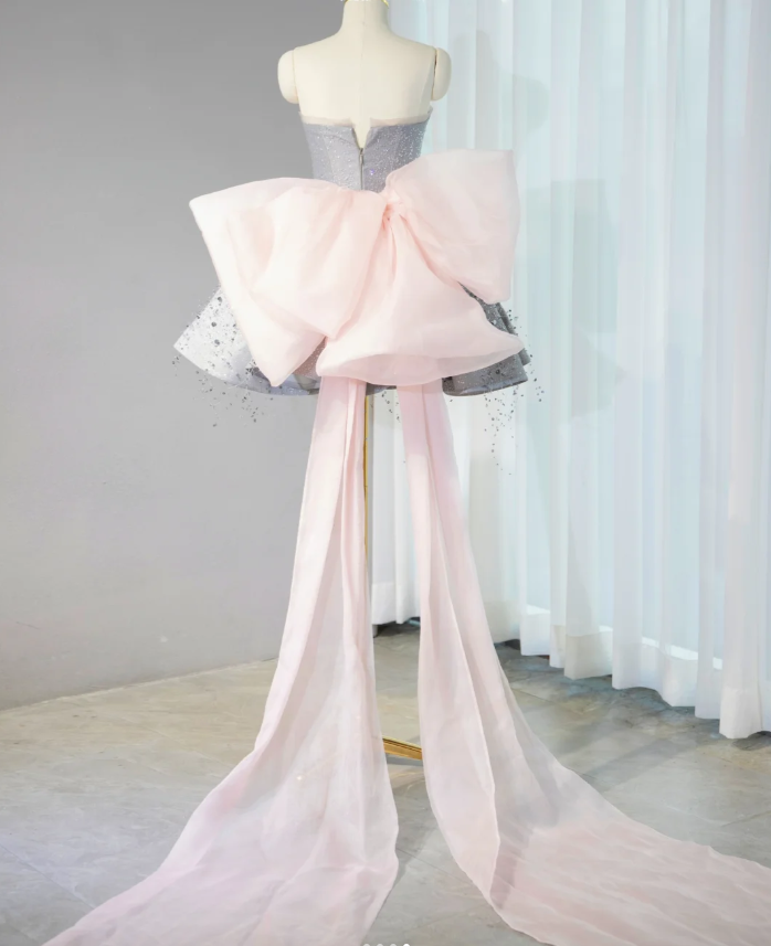 Charming Strapless Short A Line Birthday Dress Gray Homecoming Dress S301