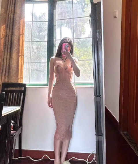 Sexy Sheath Spaghetti Strap Brown Lace Tulle Knee Length Homecoming Dress Cocktail Dress SH3121