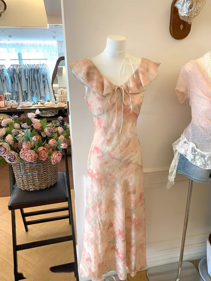 Pink Ruffle A Line Vacation Dress Birthday Party Dress S286