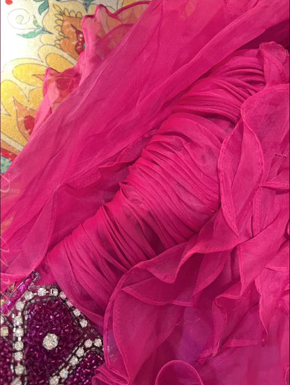 Pink Beaded Beautiful Mermaid Long Chiffon Ball Gown Evening Dress Party Dress gh4442