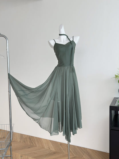 Cute A Line Spaghetti Straps Chiffon Summer Beach Dress Holiday Party Outfits For Girls DP1401