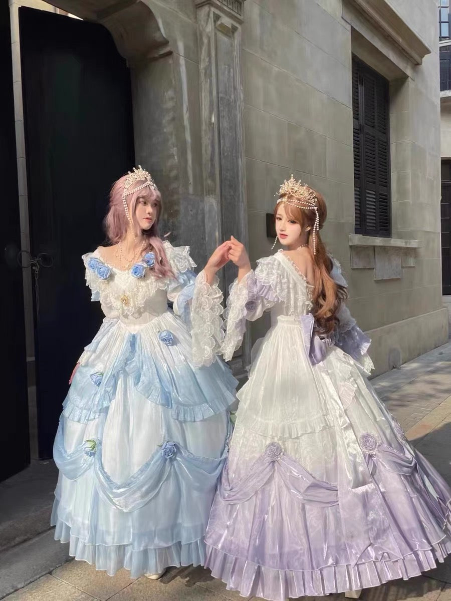 Vintage Ball Gown Off The Shoulder Short Sleeves Spring 16th Birthday Dress Lolita Summer Dress 18th Birthday Outfits W1136