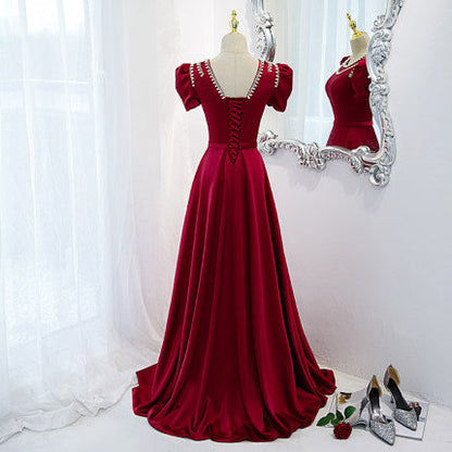 Simple Red Long Prom Dresses SH207