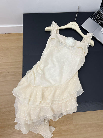 Cute High Low Square Neckline Ruffles Summer Dress Holiday Party Outfits For Women DP0089