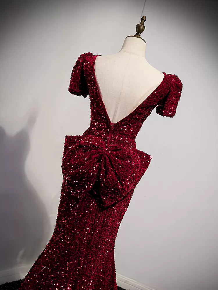 Simple Sequin Mermaid Prom Dresses Sexy Evening Dress SH108