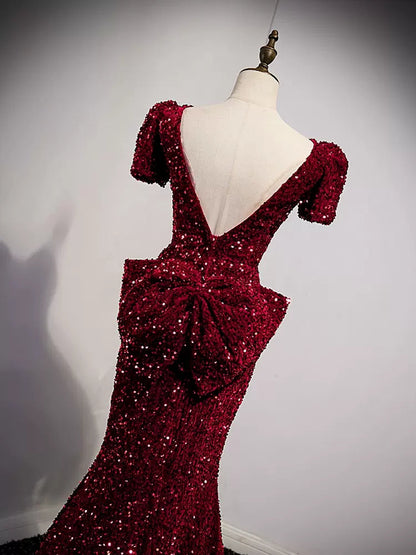 Simple Sequin Mermaid Prom Dresses Sexy Evening Dress SH108