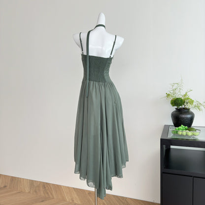 Cute A Line Spaghetti Straps Chiffon Summer Beach Dress Holiday Party Outfits For Girls DP1401