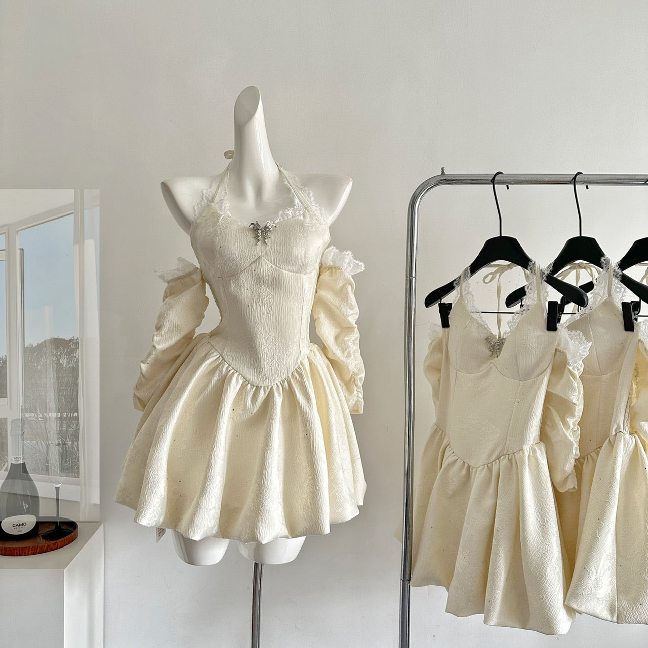 Cute A Line Halter Ivory Lace Summer Dress Holiday Party Outfits For Women DP0096