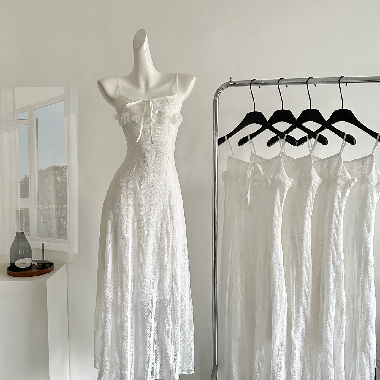 Cute A Line Spaghetti Straps Ivory Lace Summer Dress Holiday Party Outfits For Women DP0100