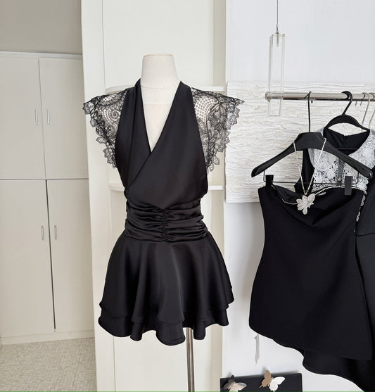 Sexy A Line Halter Neckline Summer Dress Little Black Dress Holiday Party Outfits For Women DP0098