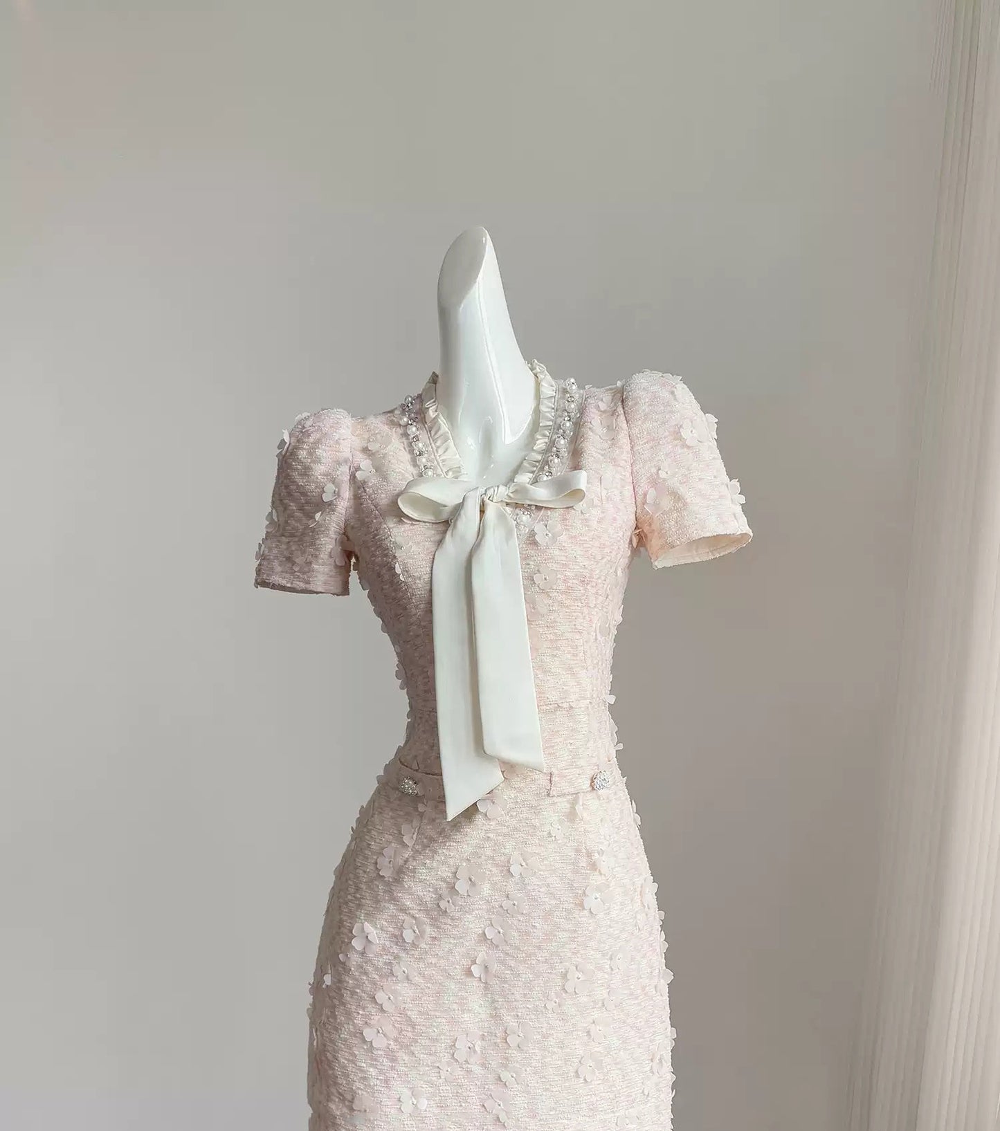 Pink retro Chanel style homecoming dress for women summer short petite high-end dress 11290