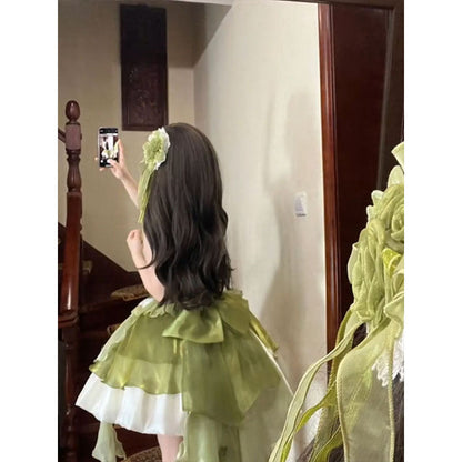 Vintage Ball Gown High Neck Green 22th Birthday Dress Lolita Dress Short Lolita Outfits DH2444
