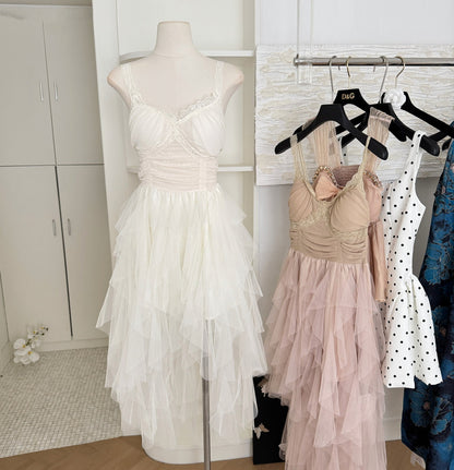 Cute A Line Straps Lace Ruffles Summer Dress Holiday Party Outfits For Girls DP0134