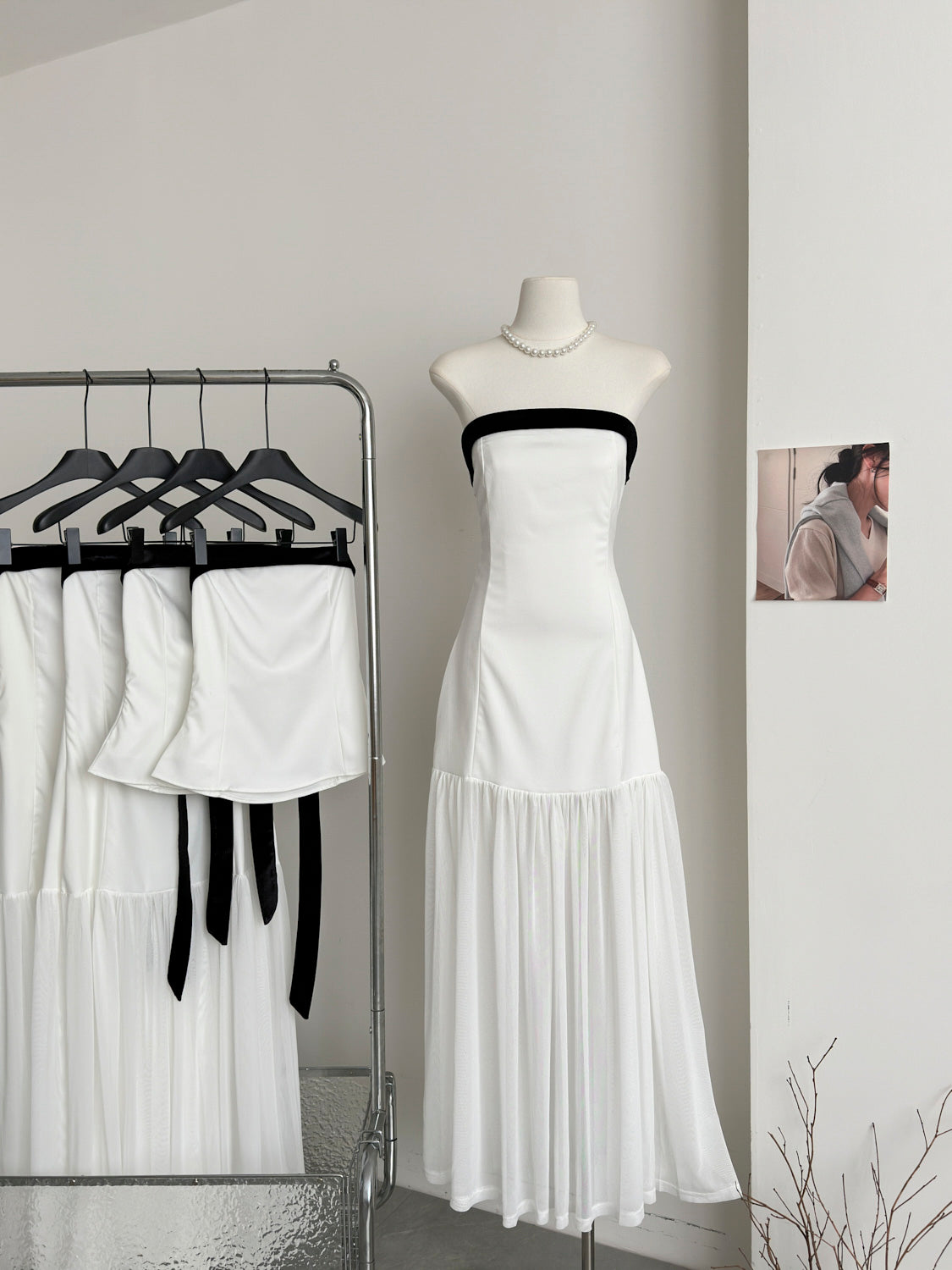 Simple A line Strapless White Tulle Summer Dress Holiday Party Dress Birthday Outfits For Teens DP0153