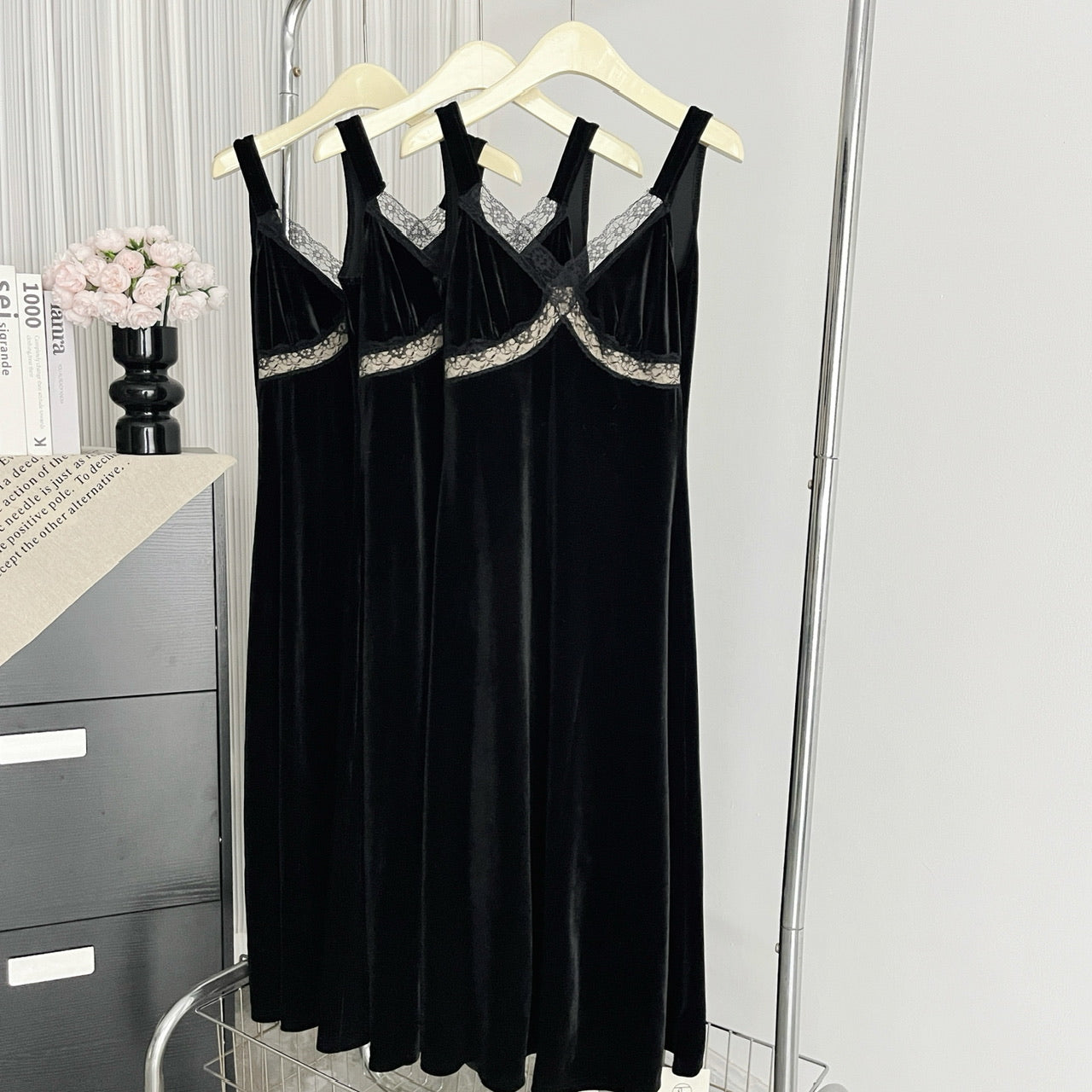 Sexy Mermaid Straps Black Velvet Summer Dress Holiday Party Birthday Outfits For Women DP0136