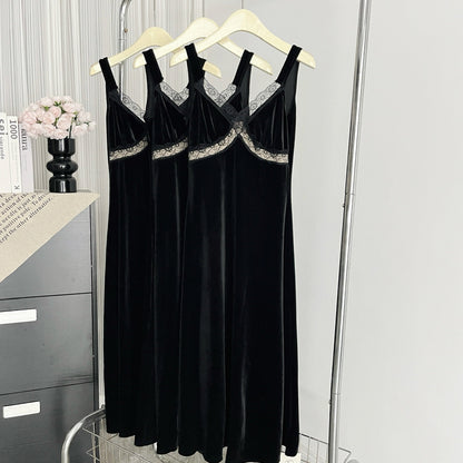 Sexy Mermaid Straps Black Velvet Summer Dress Holiday Party Birthday Outfits For Women DP0136
