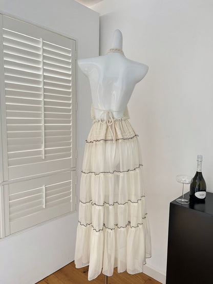 Sexy A line Halter Neckline 2 Pieces Summer Dress Holiday Dresses Party Outfits For Women DP0111