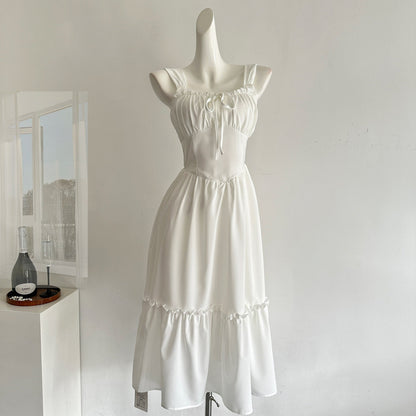 Sexy A Line Straps White Summer Dress Holiday Party Outfits For Women DP0115