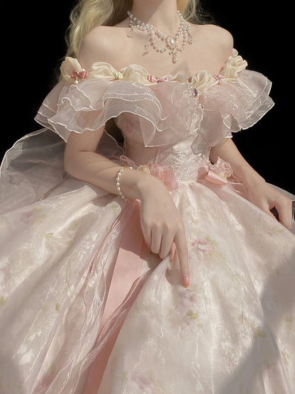 Vintage Ball Gown Off The Shoulder Short Pink Summer 18th Birthday Dress Lolita Dress Mini 18th Birthday Outfits Short Lolita Outfit DH2439