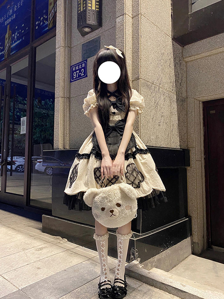 Cute Ball Gown Short Sleeves 16th Birthday Dress Lolita Dress Champagne Birthday Outfits DP0215