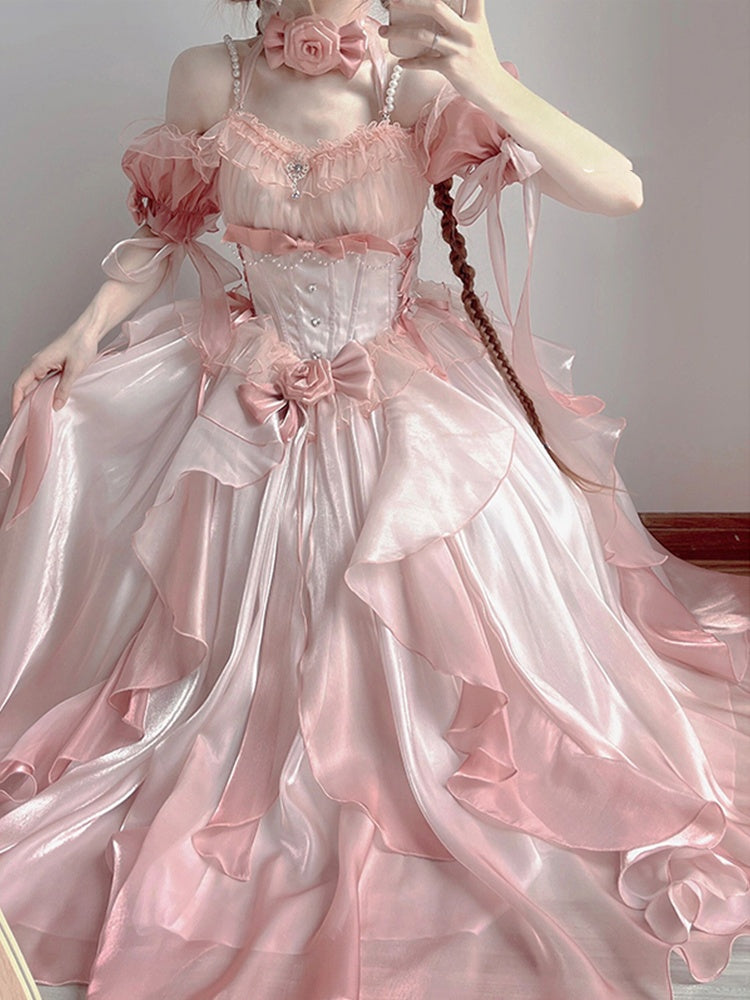Sexy Ball Gown Off The Shoulder Short Sleeves 16th Pink Birthday Dress Lolita Dress Birthday Outfits DP0219