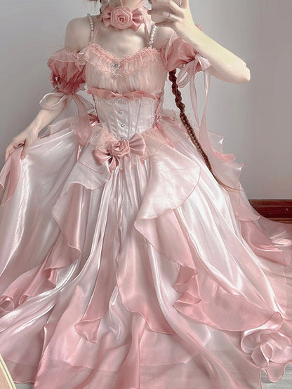 Sexy Ball Gown Off The Shoulder Short Sleeves 16th Pink Birthday Dress Lolita Dress Birthday Outfits DP0219