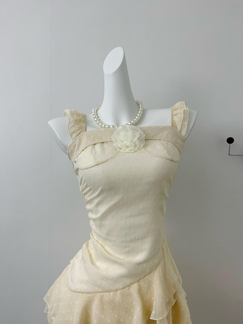 Cute High Low Square Neckline Ruffles Summer Dress Holiday Party Outfits For Women DP0089