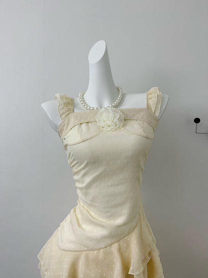 Cute High Low Square Neckline Ruffles Summer Dress Holiday Party Outfits For Women DP0089