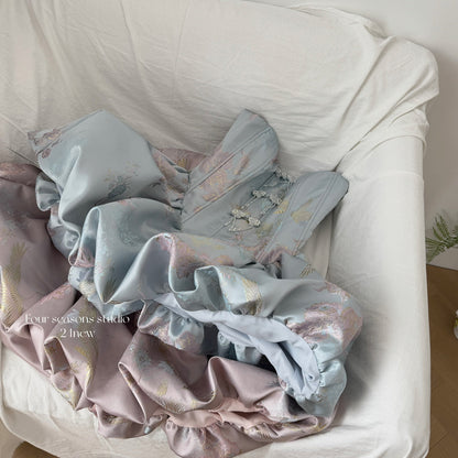 Cute Ball Gown Strapless Satin Floral Pink Short Summer Dress Holiday Party Outfits For Women DP0097