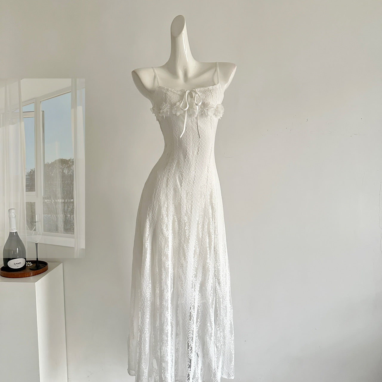 Cute A Line Spaghetti Straps Ivory Lace Summer Dress Holiday Party Outfits For Women DP0100