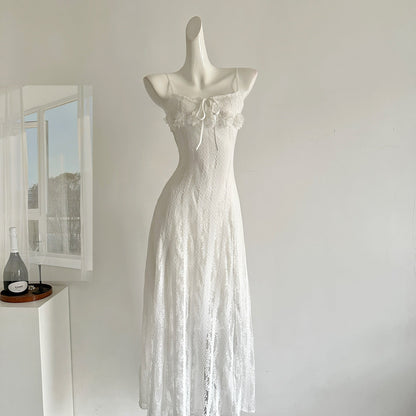 Cute A Line Spaghetti Straps Ivory Lace Summer Dress Holiday Party Outfits For Women DP0100