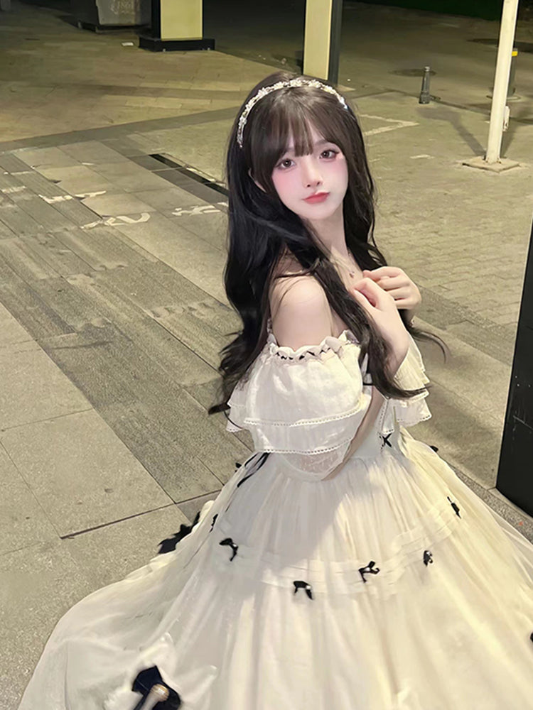 Vintage Ball Gown Off The Shoulder White Chiffon Summer 18th Birthday Dress Lolita Dress Birthday Outfits W1210