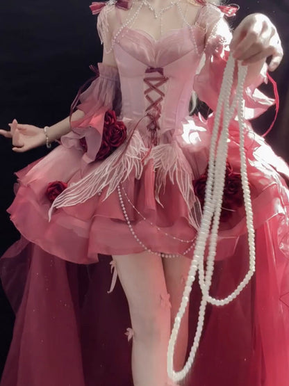 Vintage Ball Gown Spaghetti Straps Ombre Pink 16th Birthday Dress Lolita Dress Birthday Outfits W1227