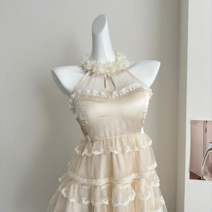 Cute A Line Square Halter Lace Summer Dress Holiday Party Outfits For Girls DP0140