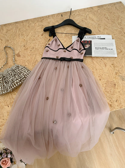 Cute A line Straps Pink Tulle Summer Dress Holiday Party Outfits For Women DP0113