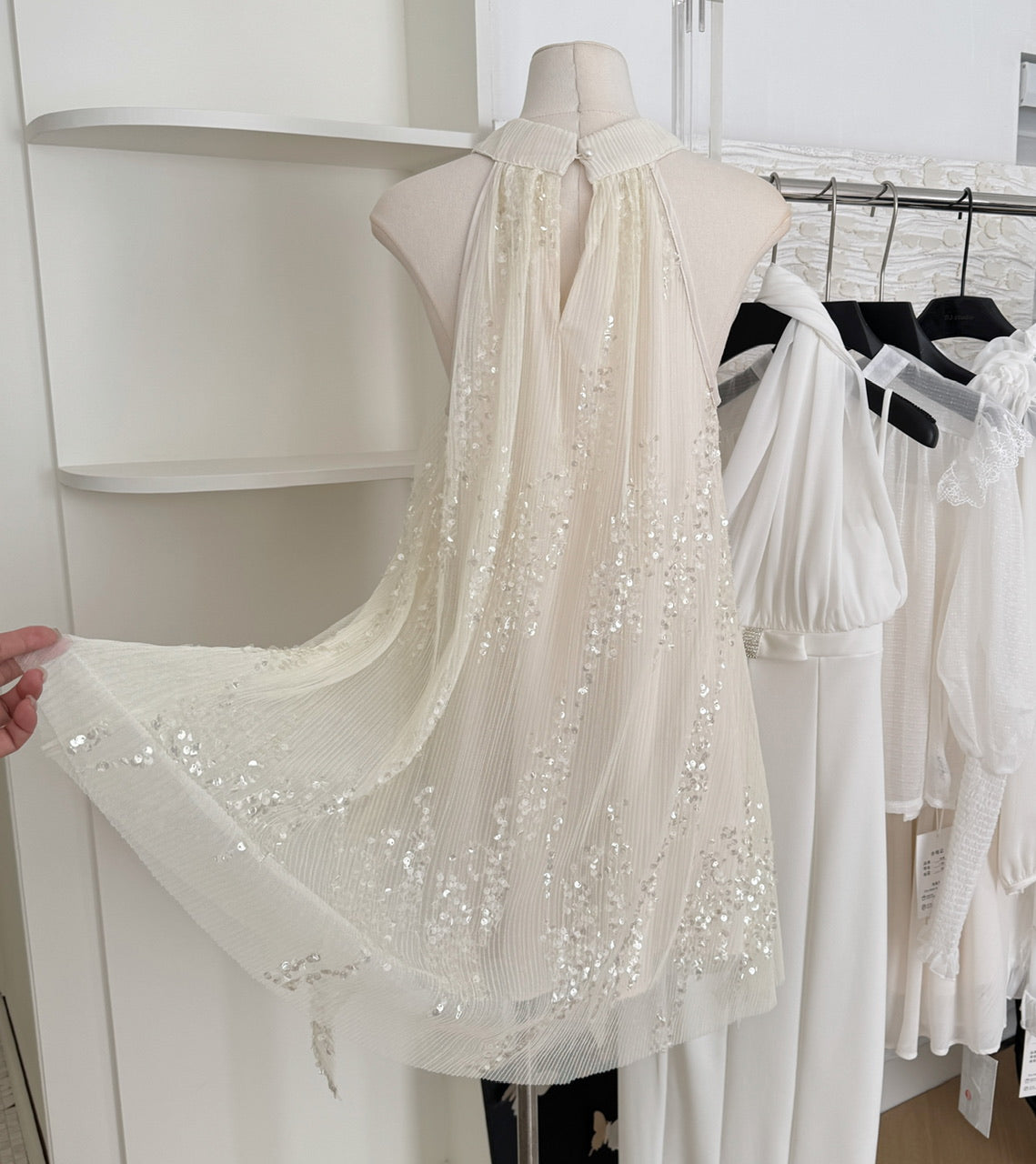 Sexy A line Jewel Neckline Sequin Short Summer Dress Holiday Party Outfits For Women DP0116