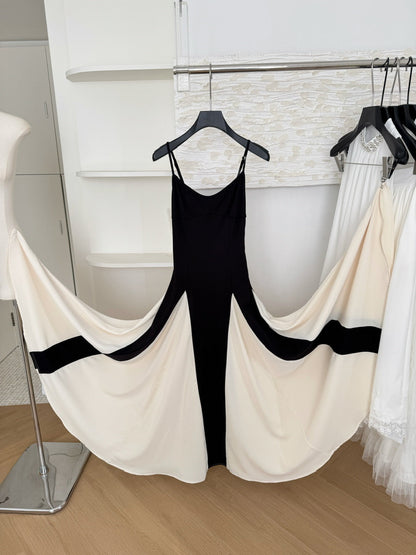 Sexy A line Spaghetti Straps Black Midi Summer Dress Holiday Party Black Birthday Outfits For Women DP0149