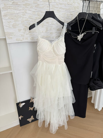 Cute A Line Straps Lace Ruffles Summer Dress Holiday Party Outfits For Girls DP0134