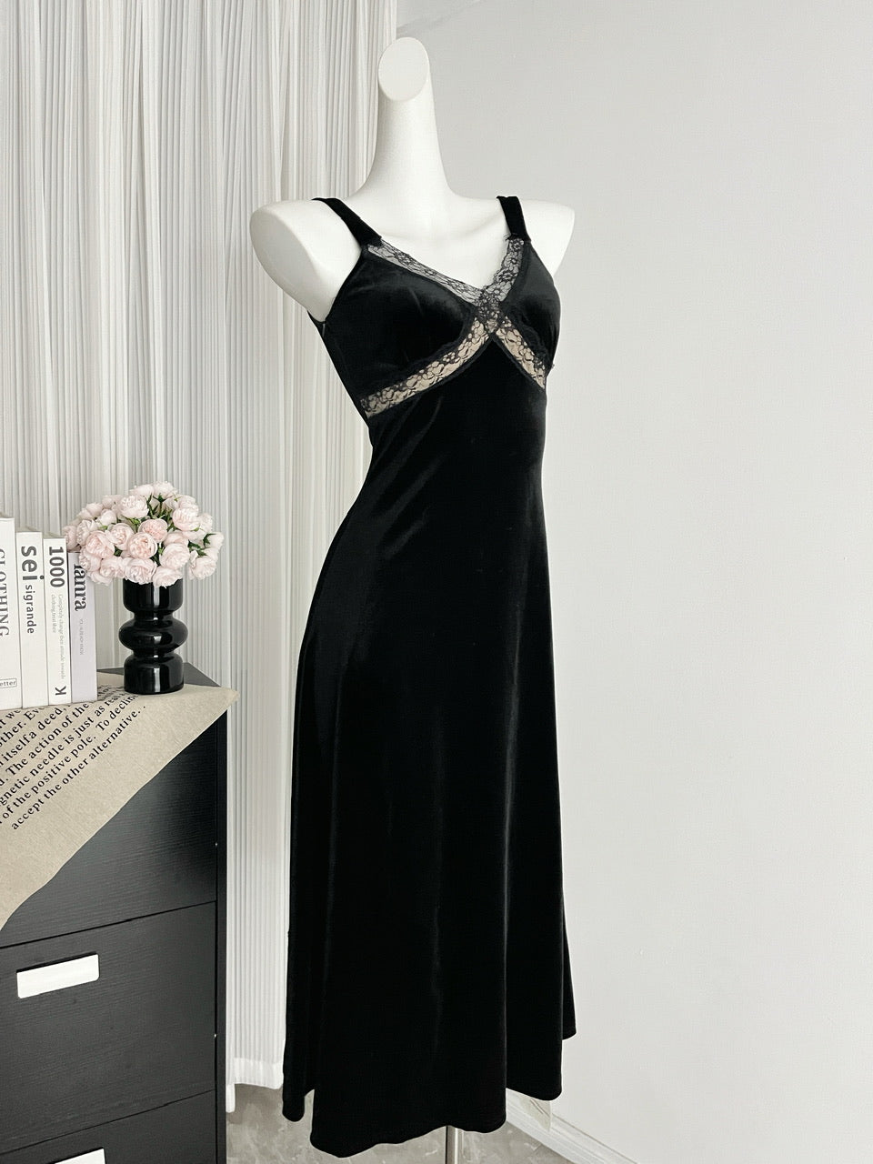 Sexy Mermaid Straps Black Velvet Summer Dress Holiday Party Birthday Outfits For Women DP0136