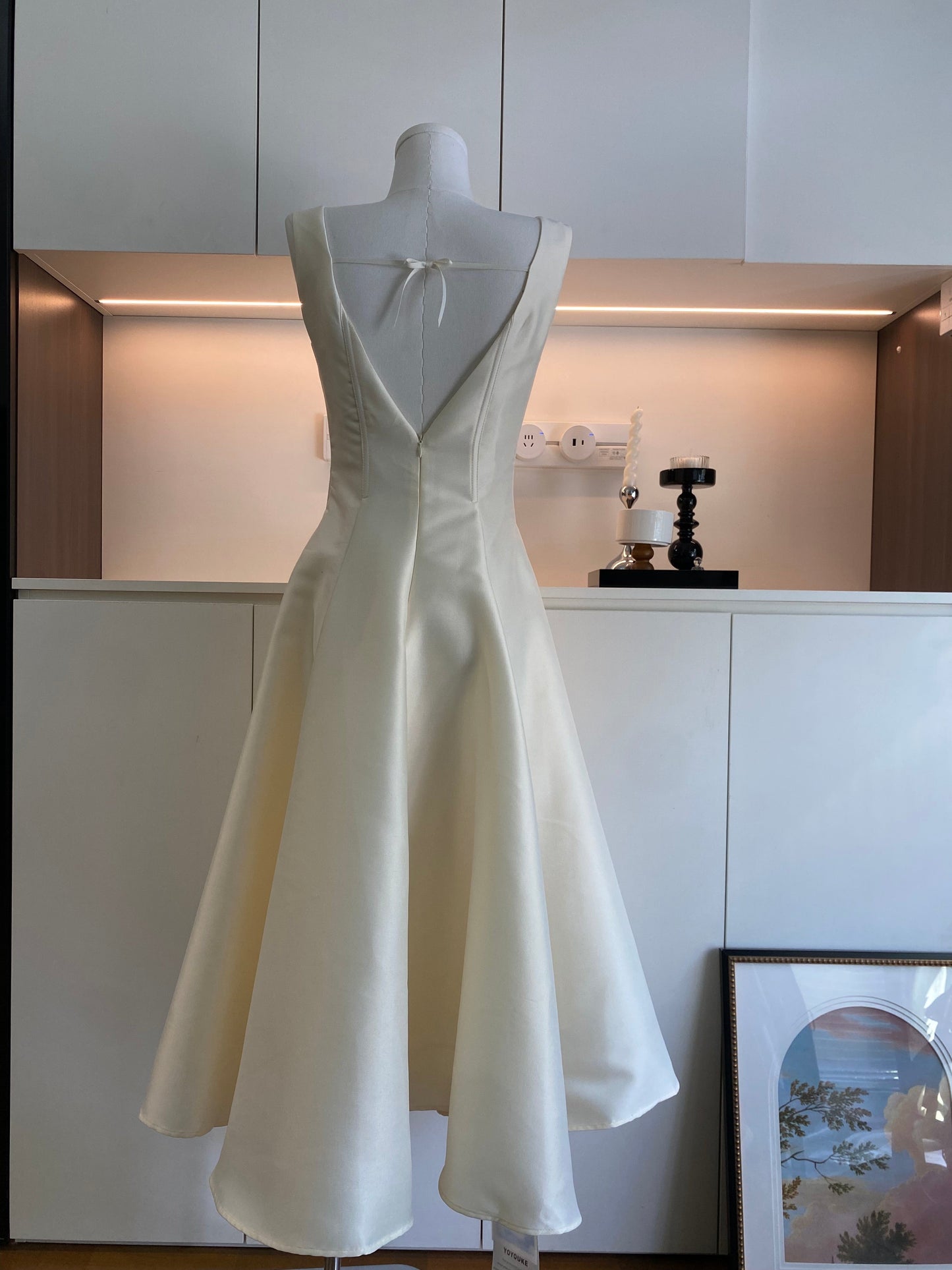 Cute A Line Square Neckline Satin Ruffles Summer Dress Holiday Party Outfits For Girls DP0135